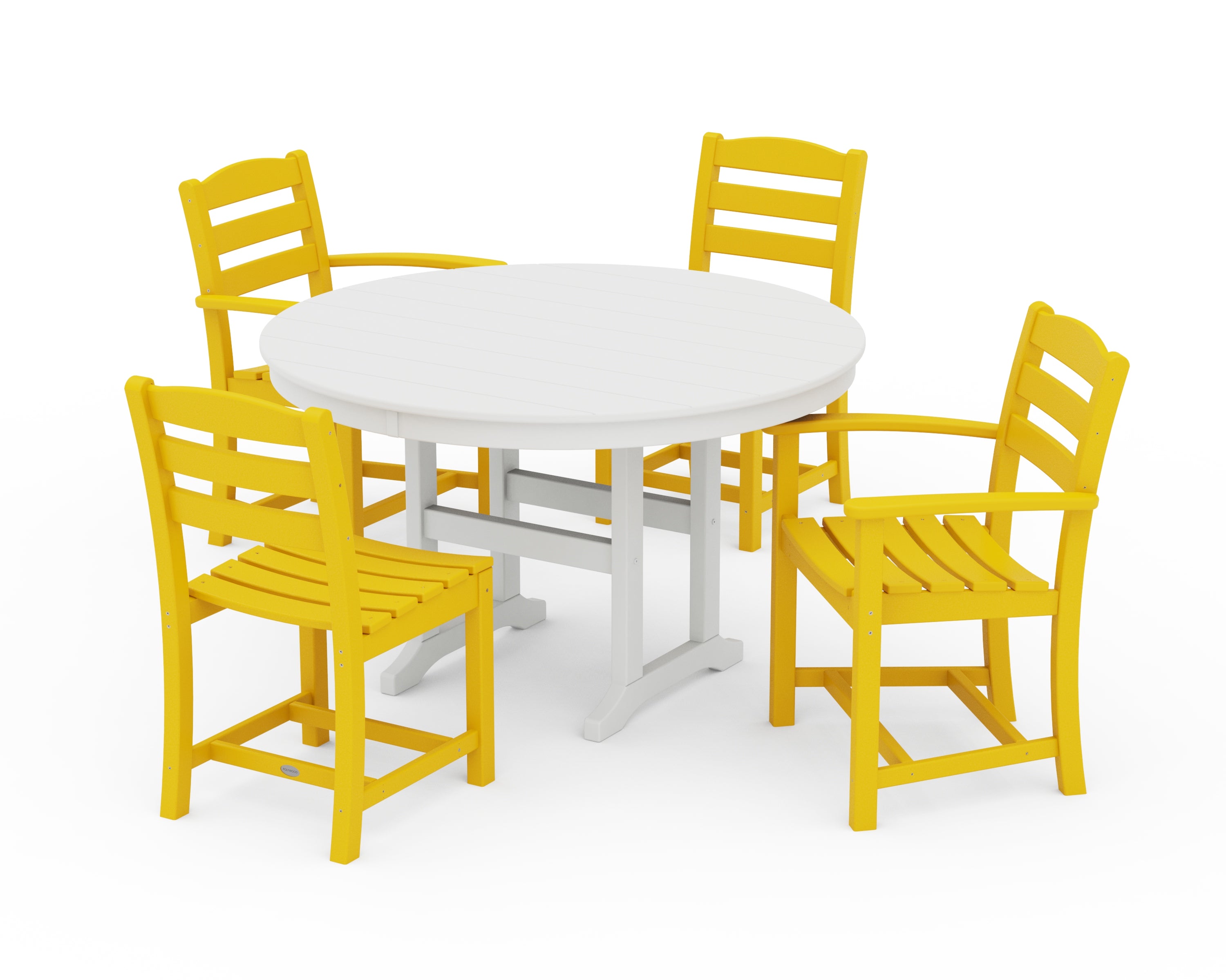 POLYWOOD® La Casa Café 5-Piece Round Farmhouse Dining Set in Lemon / White