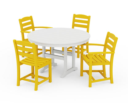 POLYWOOD® La Casa Café 5-Piece Round Farmhouse Dining Set in Lemon / White