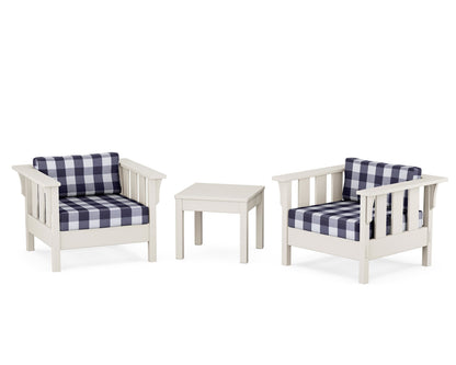 Martha Stewart by POLYWOOD® Acadia 3-Piece Deep Seating Set in Sand / Buffalo Plaid Navy