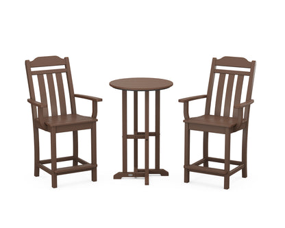Country Living Cottage 3-Piece Farmhouse Bistro Counter Set in Mahogany