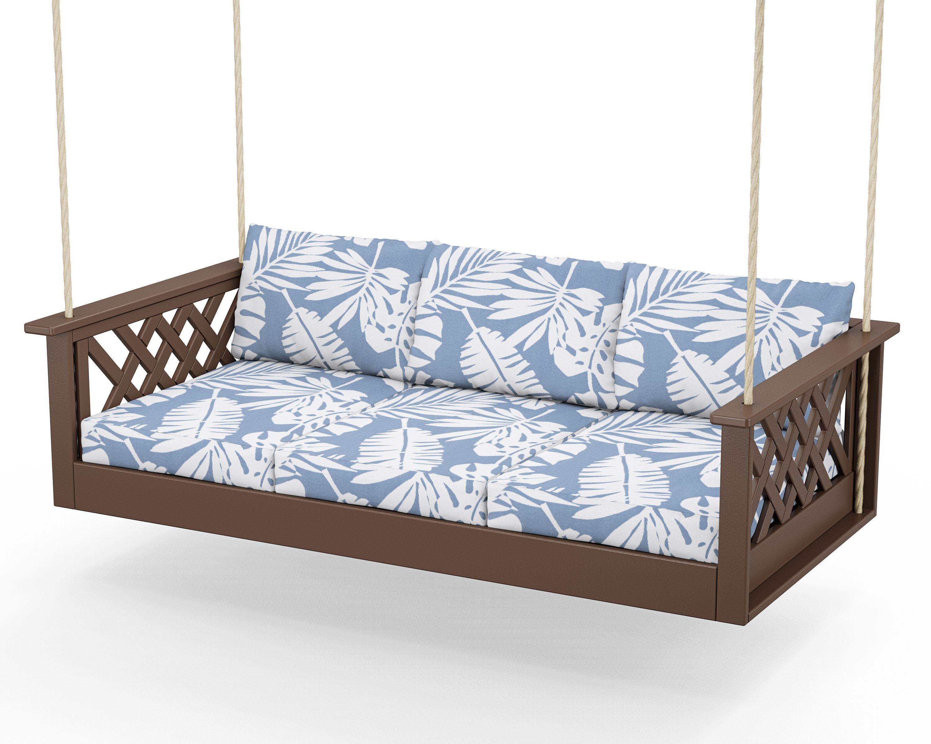 Country Living Wovendale Daybed Swing in Mahogany / Leaf Sky Blue