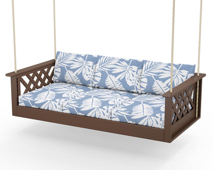 Country Living Wovendale Daybed Swing in Mahogany / Leaf Sky Blue