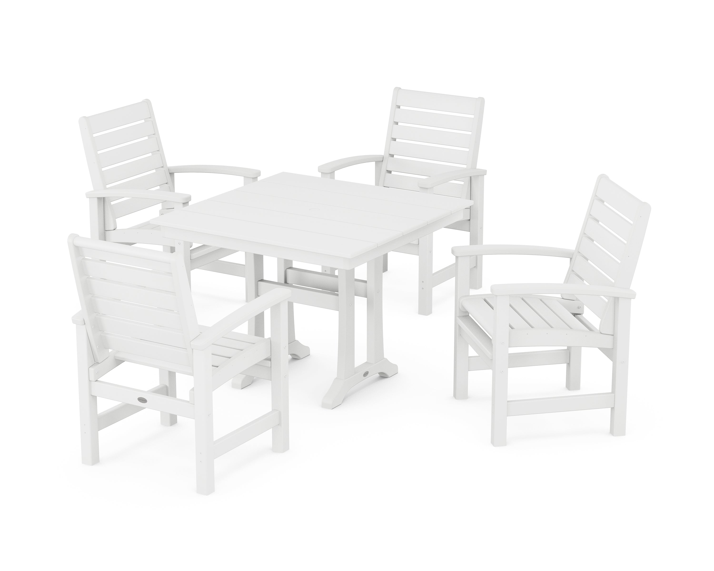 POLYWOOD® Signature 5-Piece Farmhouse Dining Set With Trestle Legs in White
