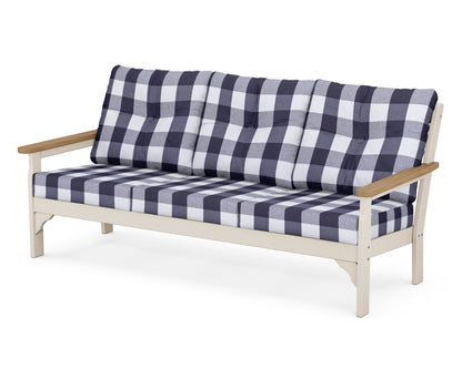 POLYWOOD® Vineyard Deep Seating Sofa in Sand / Natural / Buffalo Plaid Navy