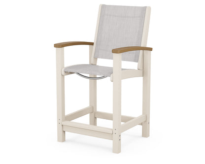 POLYWOOD® Coastal Counter Chair in Sand / Natural / Parchment Sling