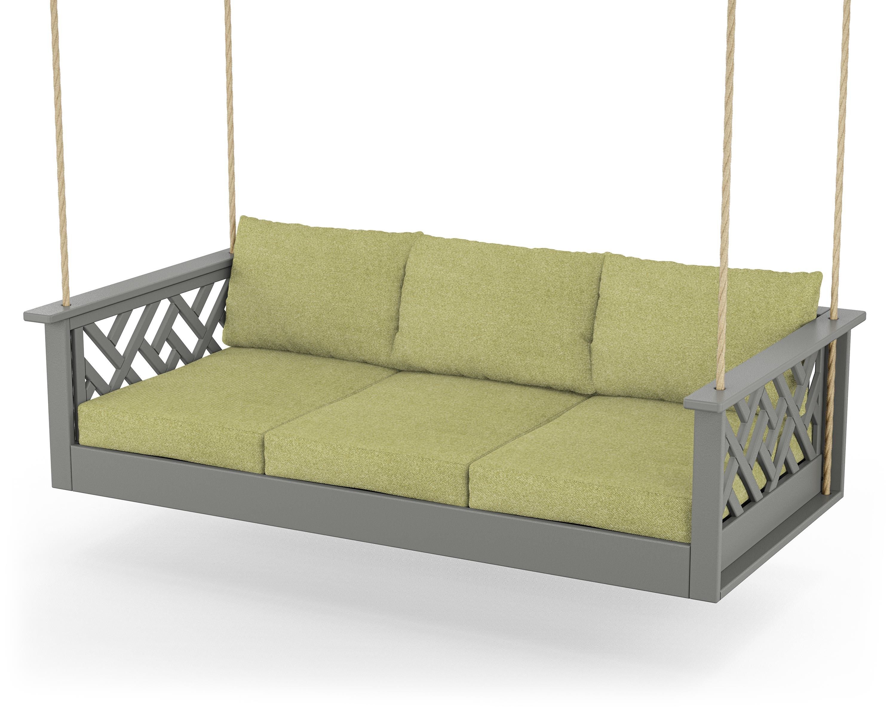 POLYWOOD® Chippendale Daybed Swing in Slate Grey / Chartreuse Boucle