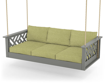 POLYWOOD® Chippendale Daybed Swing in Slate Grey / Chartreuse Boucle