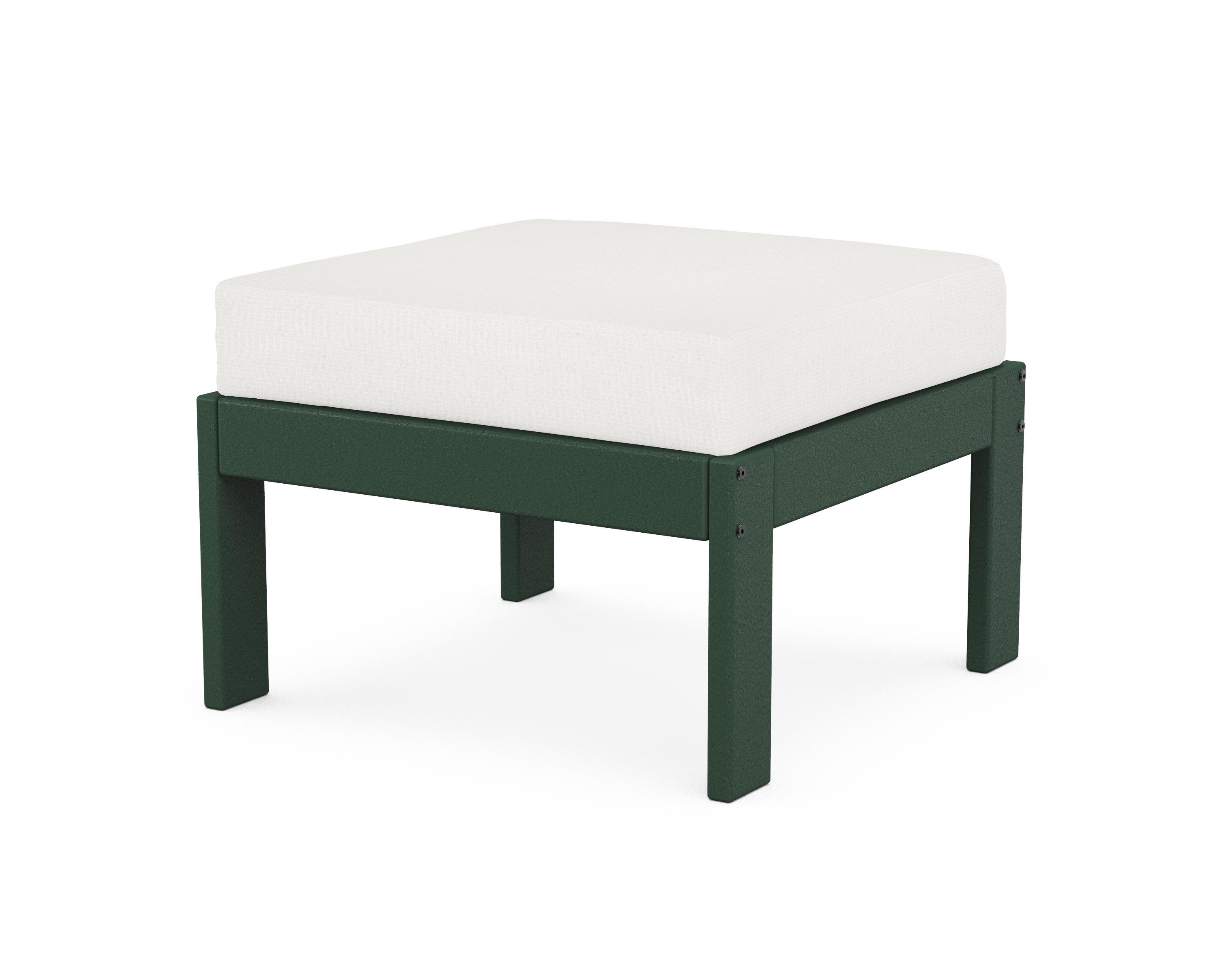 POLYWOOD® Vineyard Modular Ottoman in Green / Natural Linen