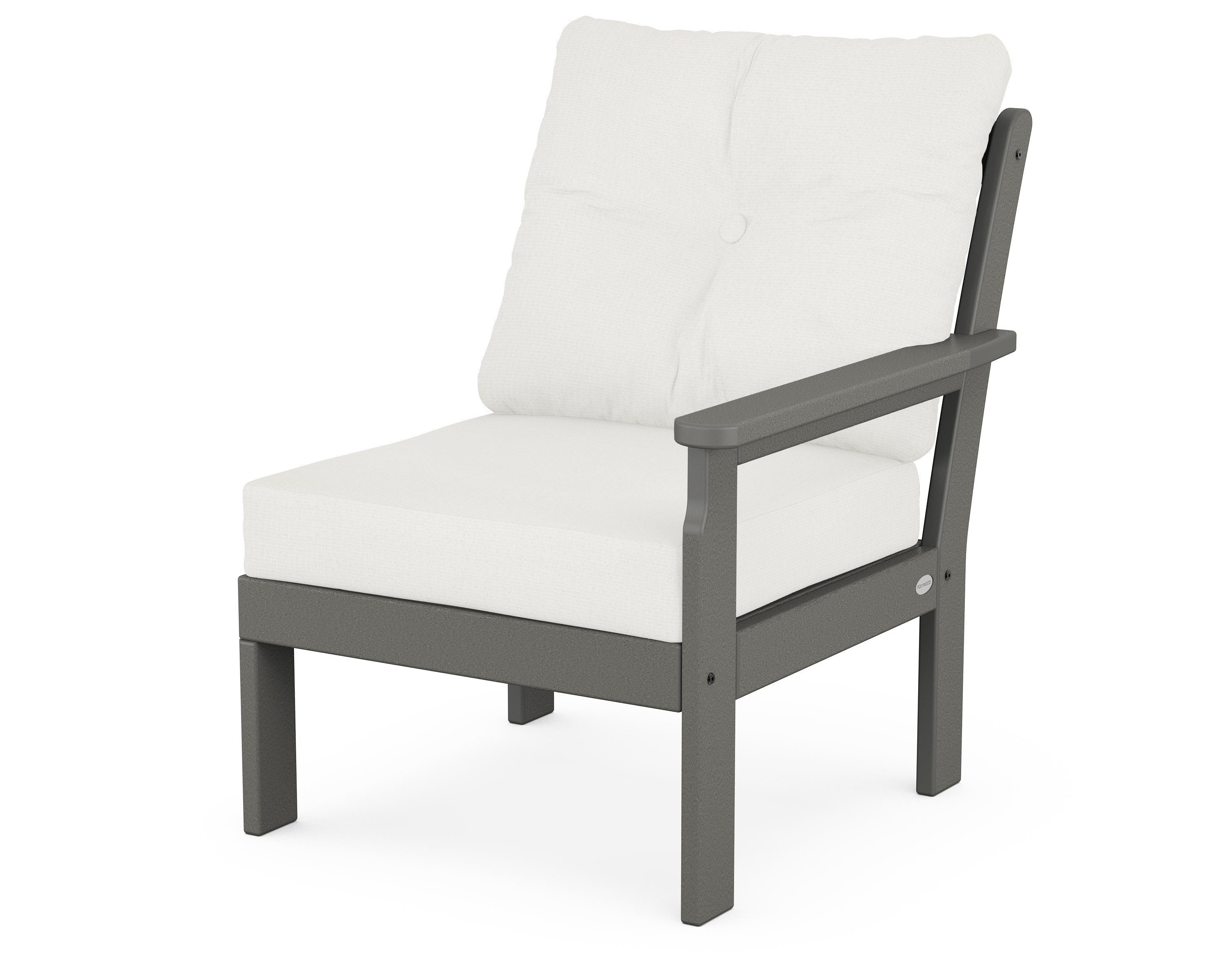POLYWOOD® Vineyard Modular Right Arm Chair in Slate Grey / Natural Linen