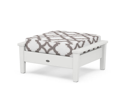 POLYWOOD® Prescott Deep Seating Ottoman in White / Trellis Grey Mist