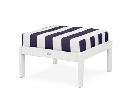 POLYWOOD® Braxton Deep Seating Ottoman in Vintage White / Cabana Stripe Navy