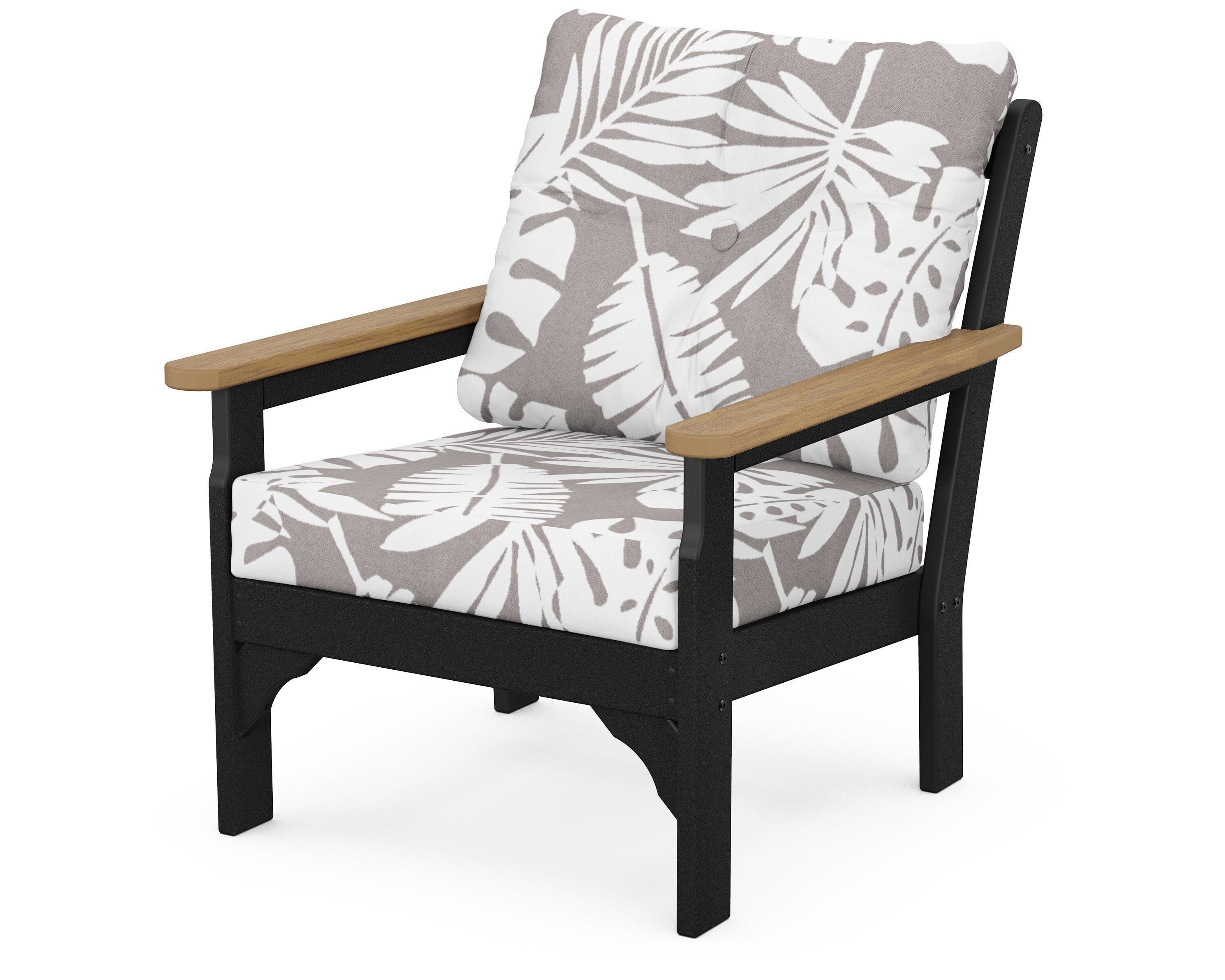 POLYWOOD® Vineyard Deep Seating Chair in Black / Natural / Leaf Grey Mist