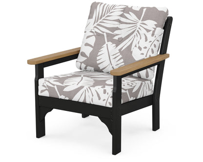 POLYWOOD® Vineyard Deep Seating Chair in Black / Natural / Leaf Grey Mist