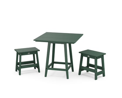 POLYWOOD® Modern Studio Stool 3-Piece Square Bistro Set in Green