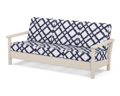 POLYWOOD® Harbour Deep Seating Sofa in Sand / Trellis Navy