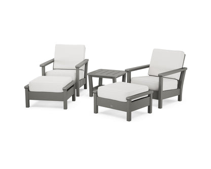 POLYWOOD® Harbour 5-Piece Deep Seating Chair Set in Slate Grey / Natural Linen