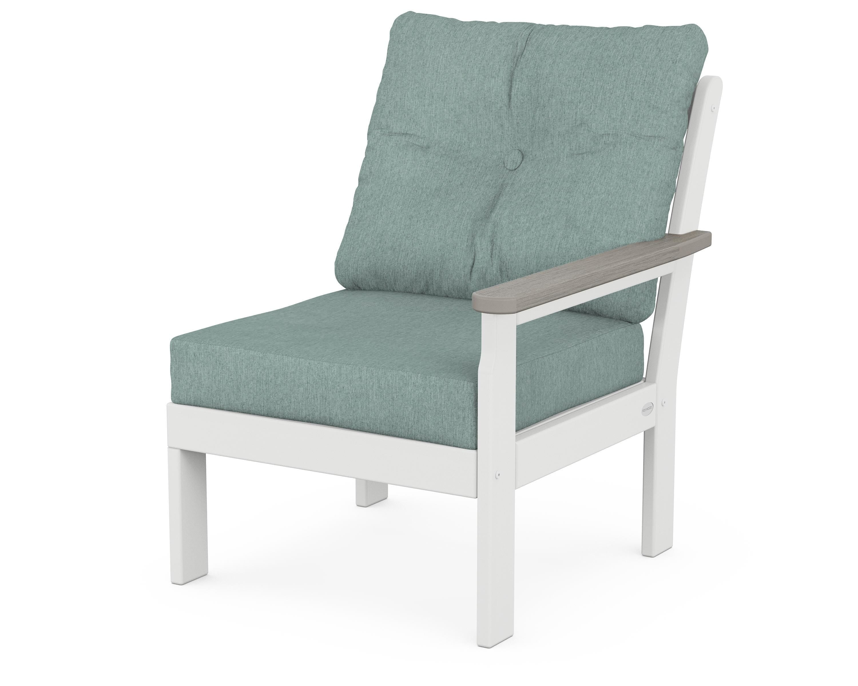 POLYWOOD® Vineyard Modular Right Arm Chair in White / Driftwood / Glacier Spa