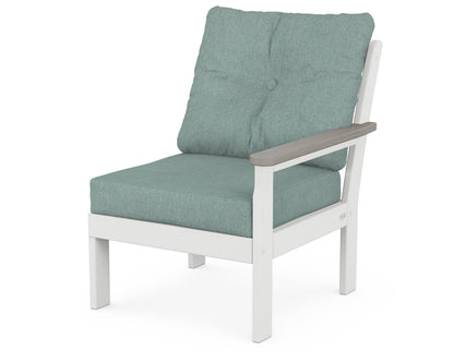POLYWOOD® Vineyard Modular Right Arm Chair in White / Driftwood / Glacier Spa
