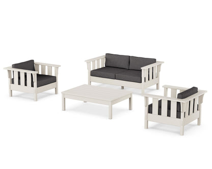 Martha Stewart by POLYWOOD® Acadia 4-Piece Deep Seating Set with Loveseat in Sand / Ash Charcoal