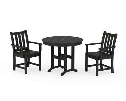 POLYWOOD® Traditional Garden 3-Piece Round Dining Set in Black