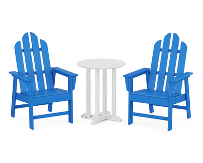 POLYWOOD® Long Island 3-Piece Round Bistro Dining Set in Pacific Blue / White