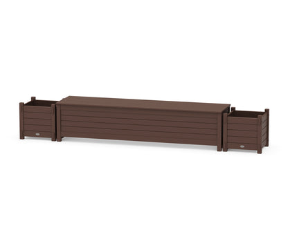 POLYWOOD® 72" Nautical Straight Planter Storage Bench Set in Mahogany