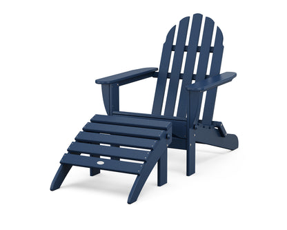 POLYWOOD® Classic Adirondack 2-Piece Set in Navy / White