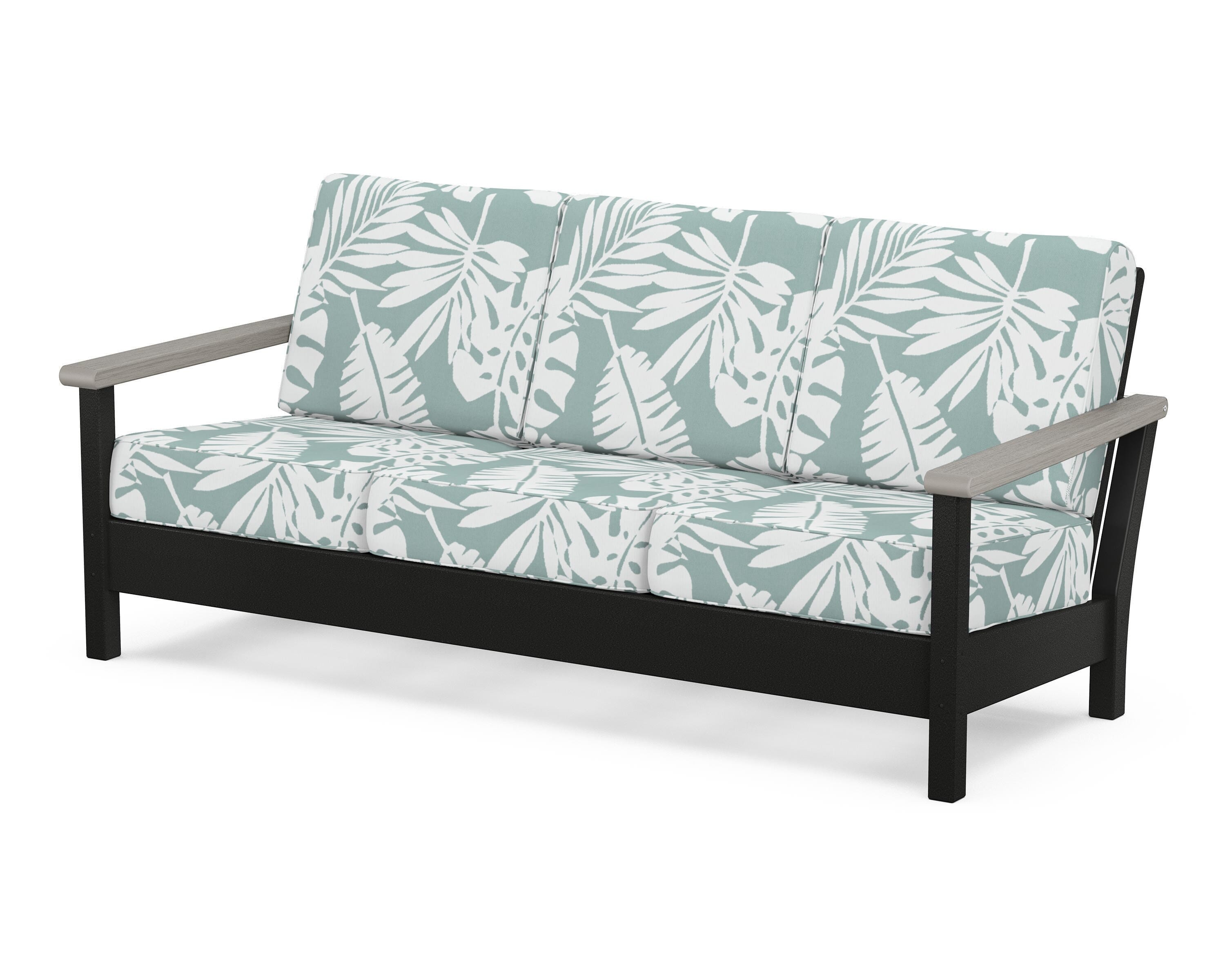 POLYWOOD® Harbour Deep Seating Sofa in Black / Driftwood / Leaf Glacier Spa