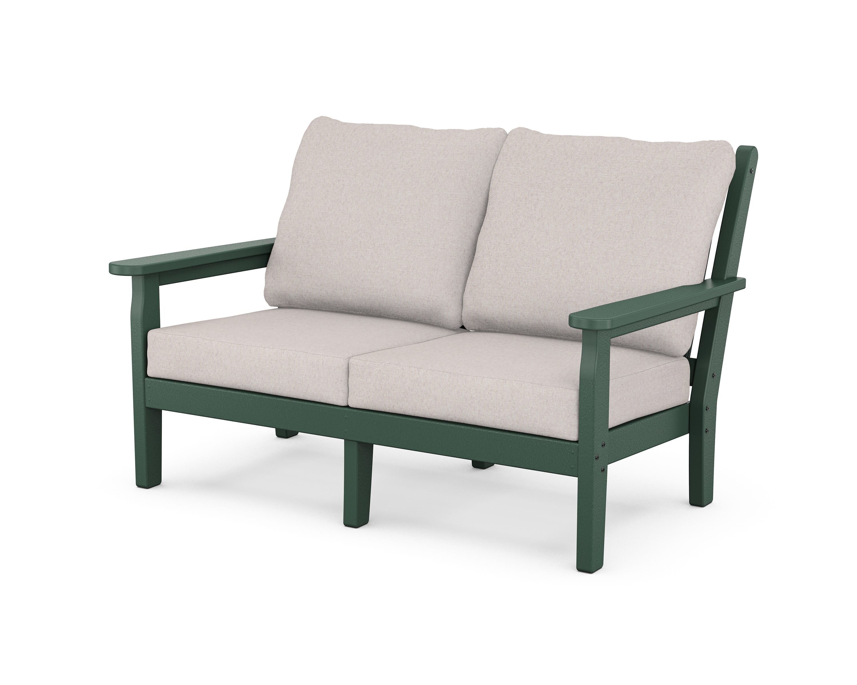 POLYWOOD® Chippendale Deep Seating Loveseat in Green / Dune Burlap