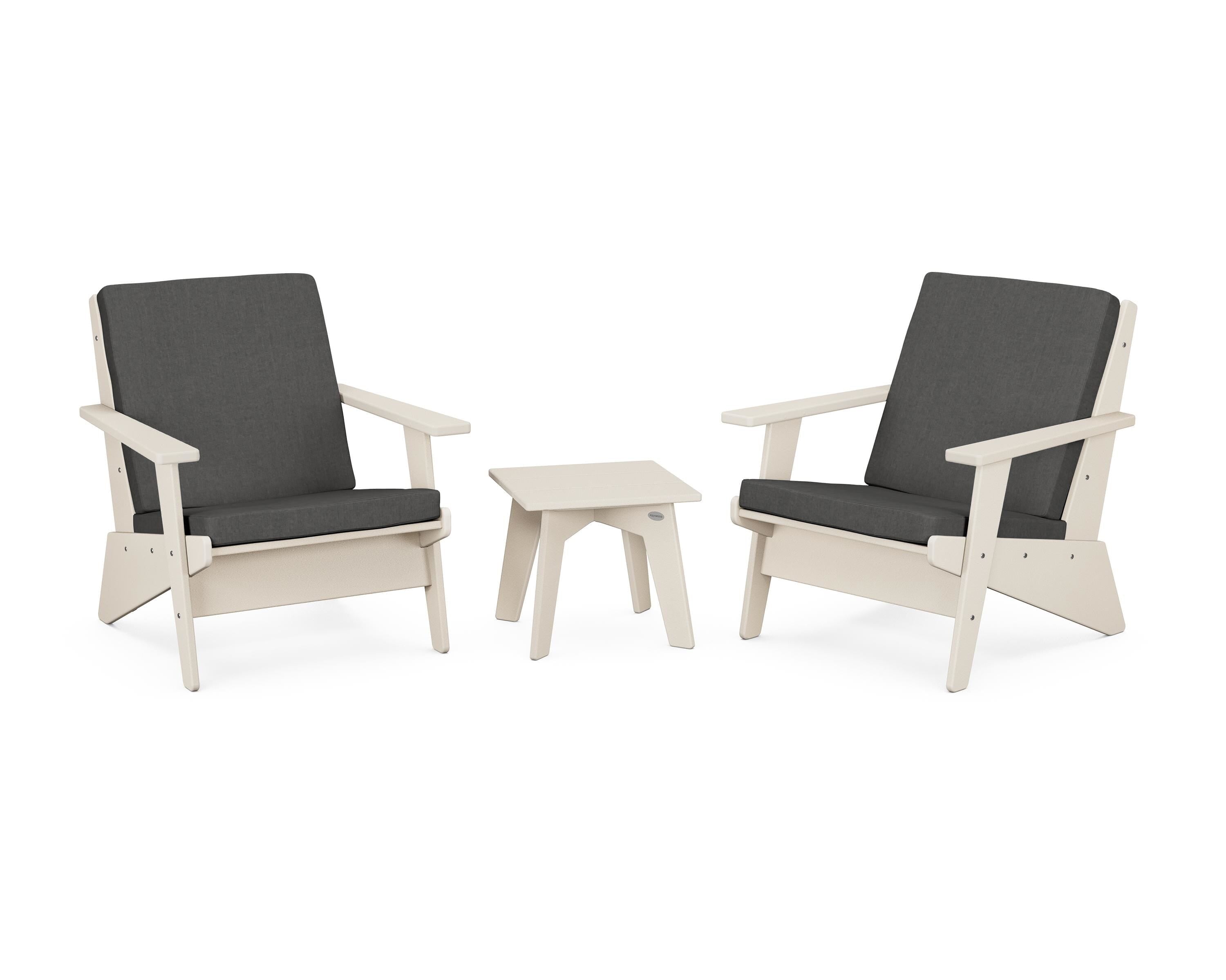 POLYWOOD® Riviera Modern Lounge 3-Piece Set in Sand / Spectrum Carbon