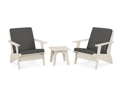 POLYWOOD® Riviera Modern Lounge 3-Piece Set in Sand / Spectrum Carbon