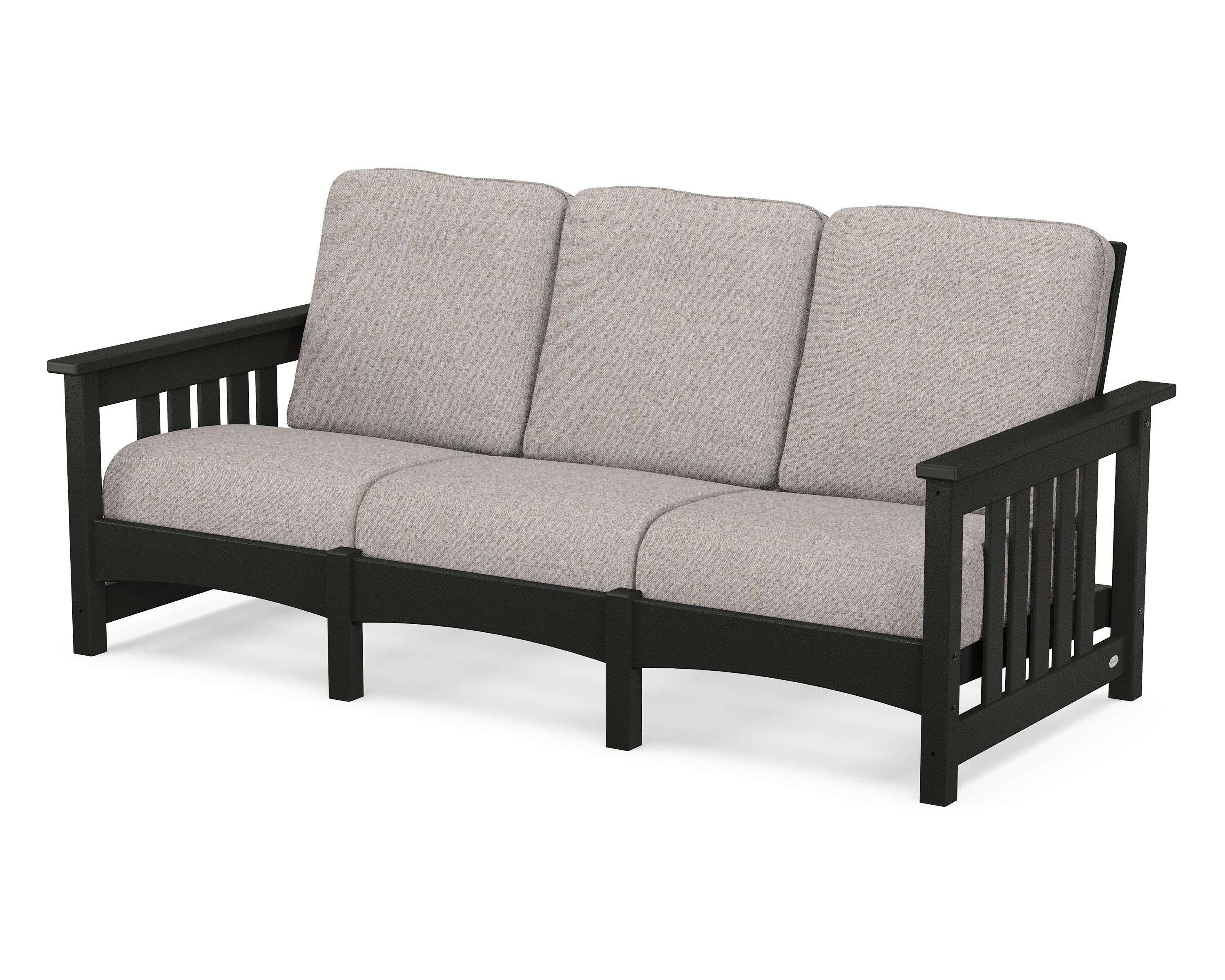 POLYWOOD® Club Mission Sofa in Black / Weathered Tweed