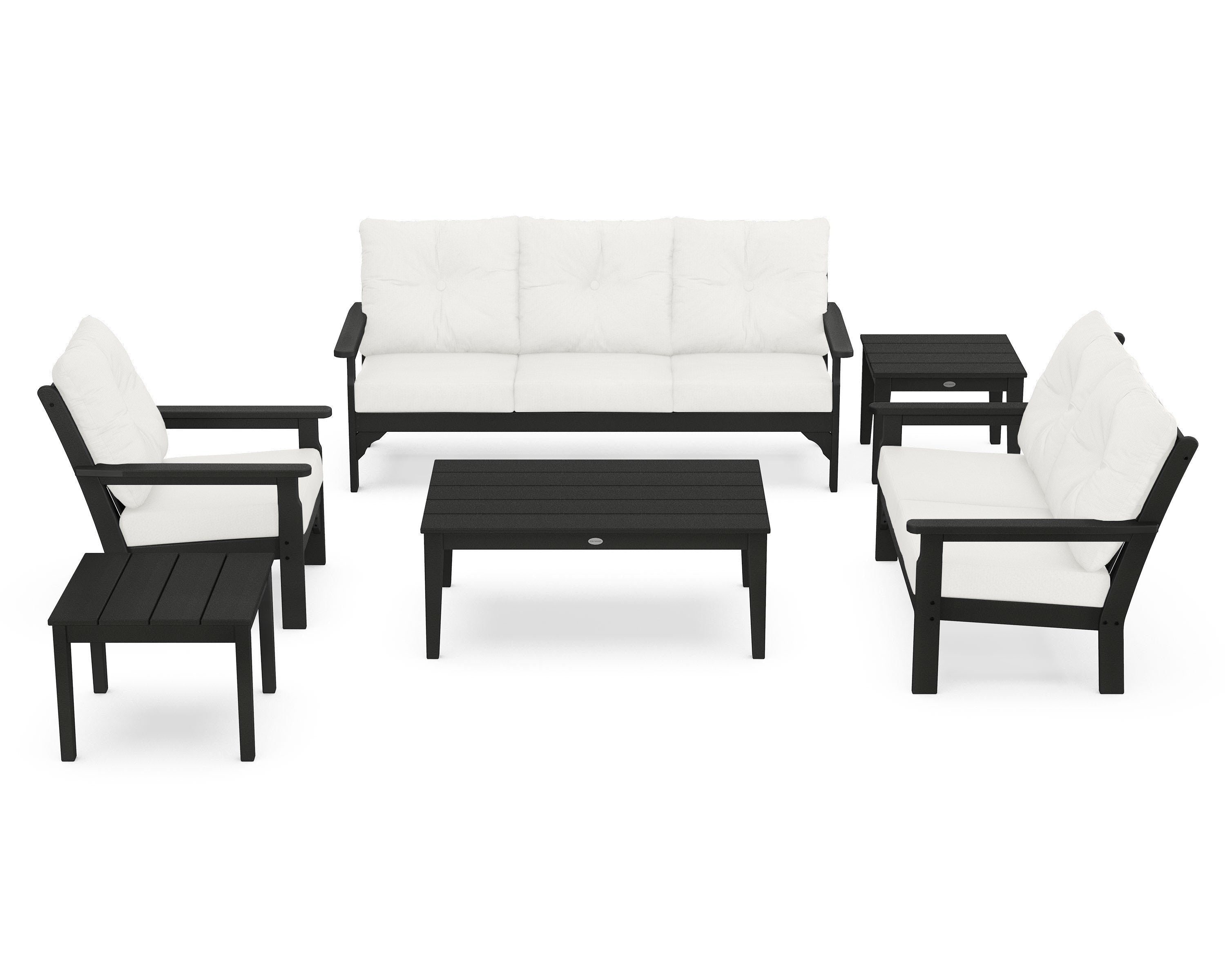 POLYWOOD® Vineyard 6-Piece Deep Seating Set in Green / Natural Linen