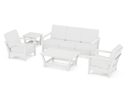 POLYWOOD® Harbour 5-Piece Deep Seating Set in White / Natural