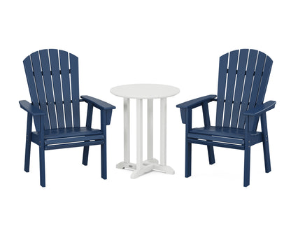 POLYWOOD® Nautical Adirondack 3-Piece Round Bistro Dining Set in Navy / White