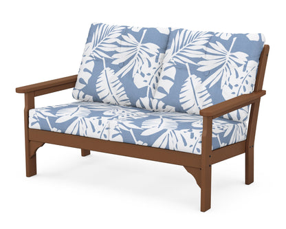 POLYWOOD® Vineyard Deep Seating Loveseat in Teak / Leaf Sky Blue