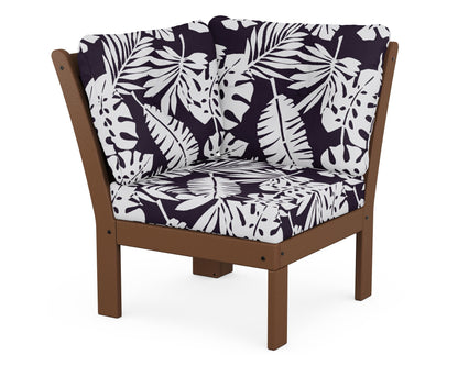 POLYWOOD® Vineyard Modular Corner Chair in Teak / Leaf Navy