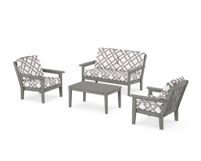 Country Living Cottage 4-Piece Deep Seating Set with Loveseat in Slate Grey / Trellis Grey Mist