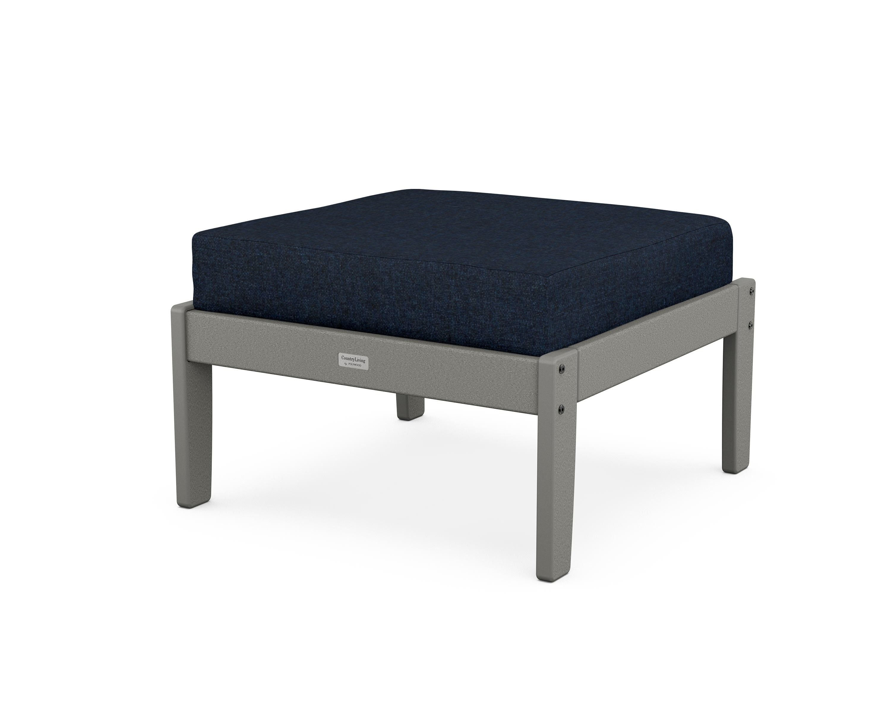 Country Living Cottage Deep Seating Ottoman in Slate Grey / Marine Indigo