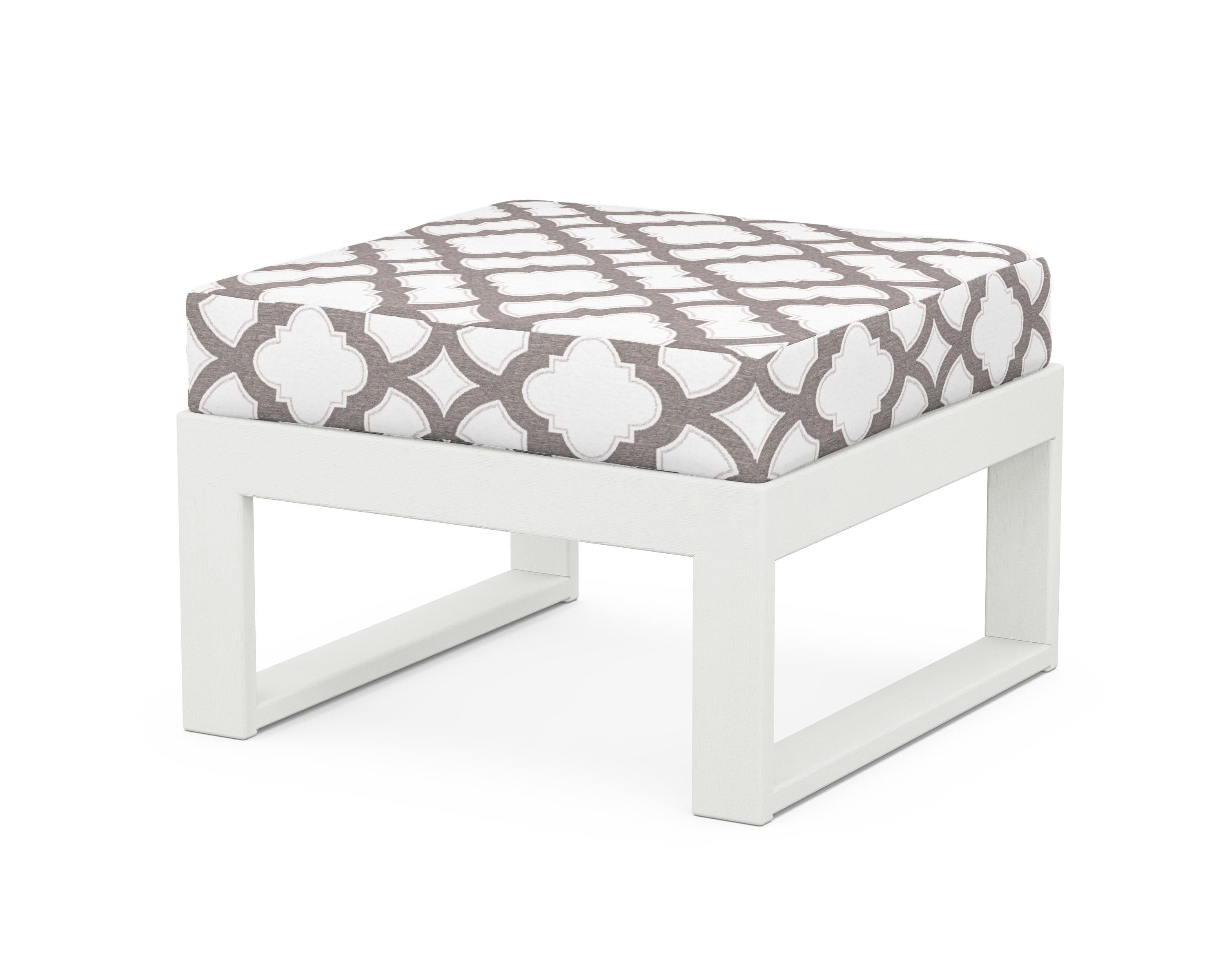 Unbranded Modular Ottoman - Modern in Vintage White / Trellis Grey Mist