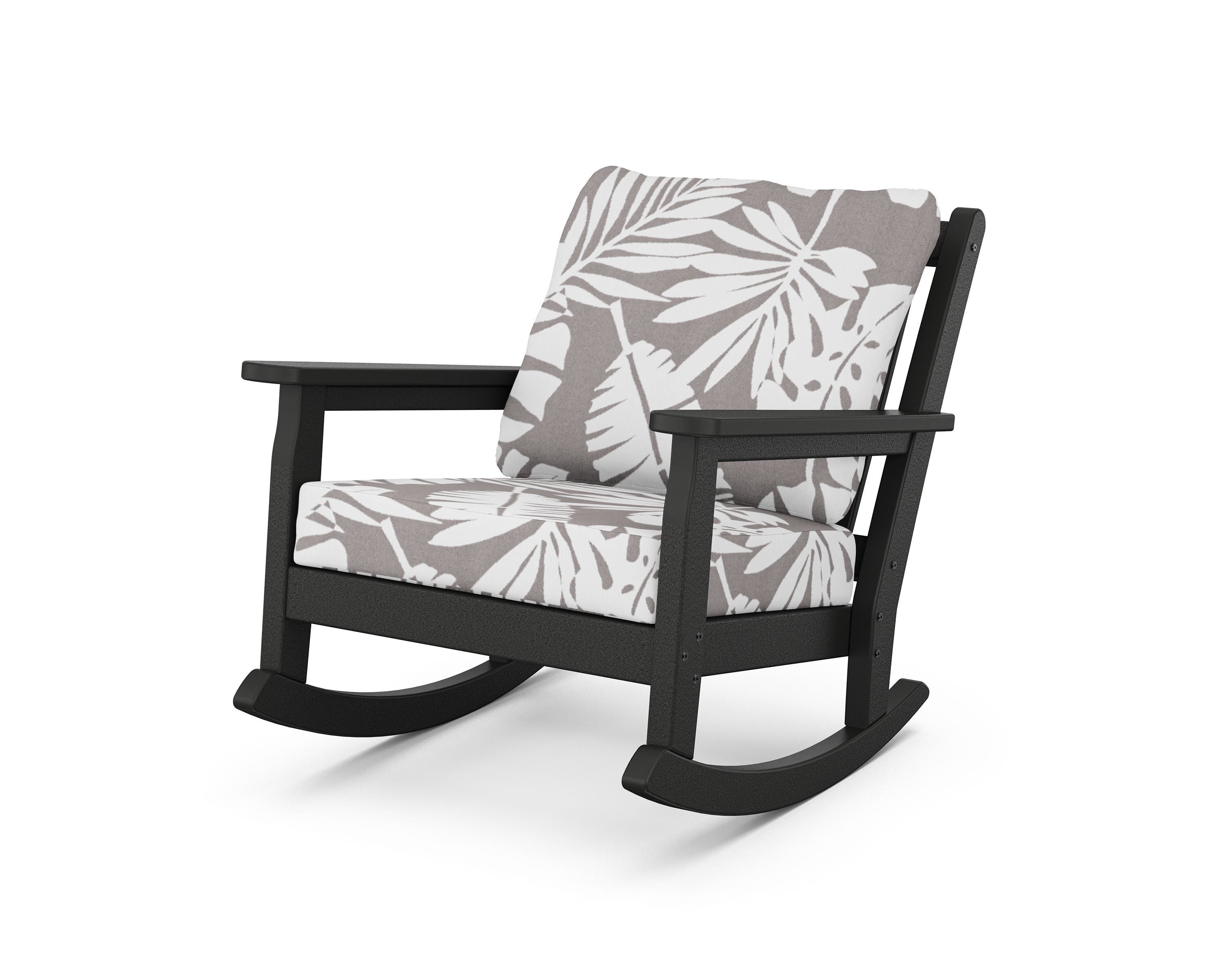 POLYWOOD® Chippendale Deep Seating Rocking Chair in Black / Leaf Grey Mist