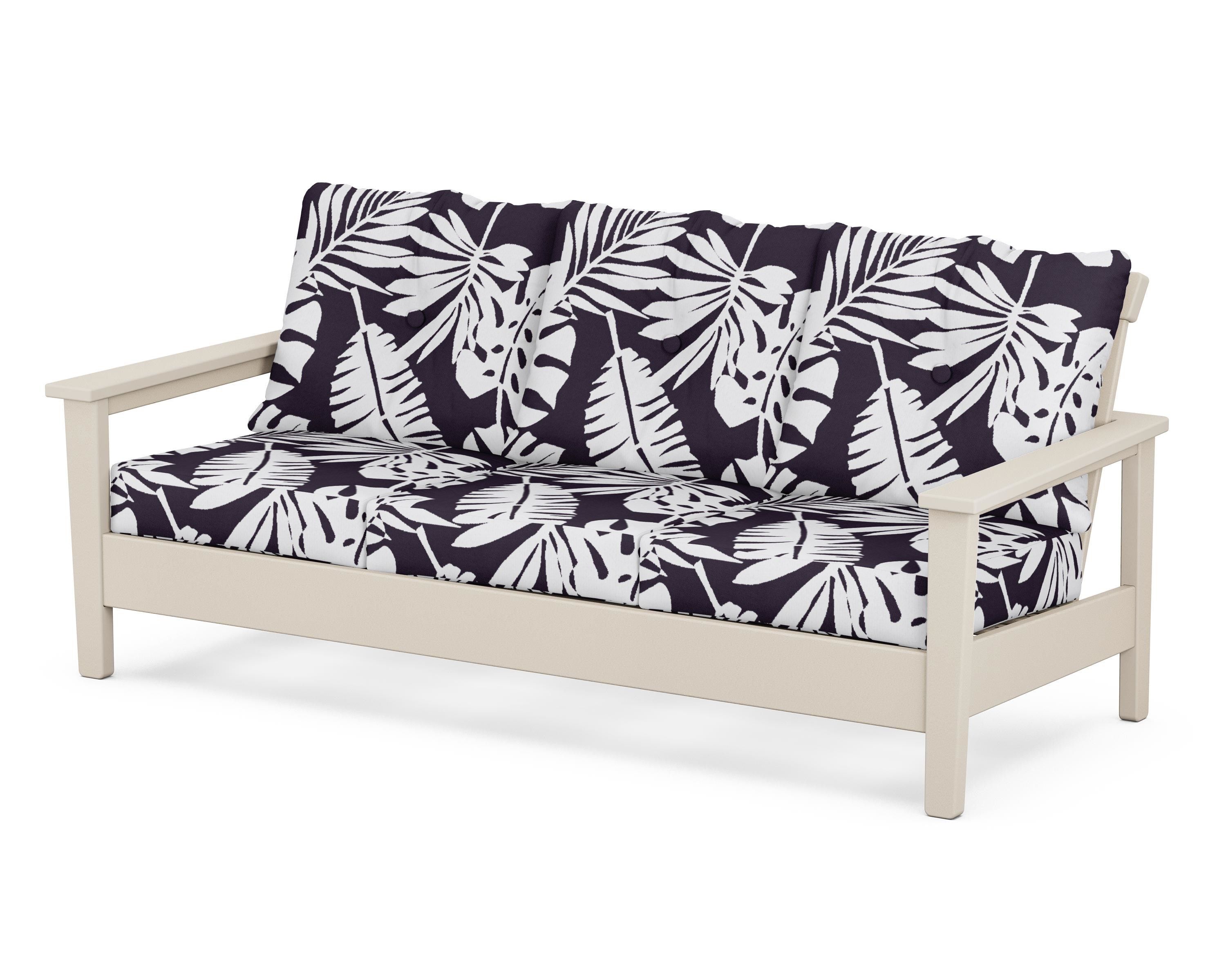 POLYWOOD® Prescott Deep Seating Sofa in Sand / Leaf Navy