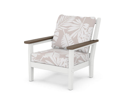 POLYWOOD® Chippendale Deep Seating Chair in White / Kona / Leaf Dune Burlap