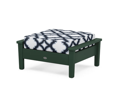 POLYWOOD® Prescott Deep Seating Ottoman in Green / Trellis Marine Indigo