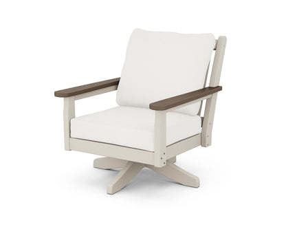 POLYWOOD® Chippendale Deep Seating Swivel Chair in Sand / Kona / Natural Linen