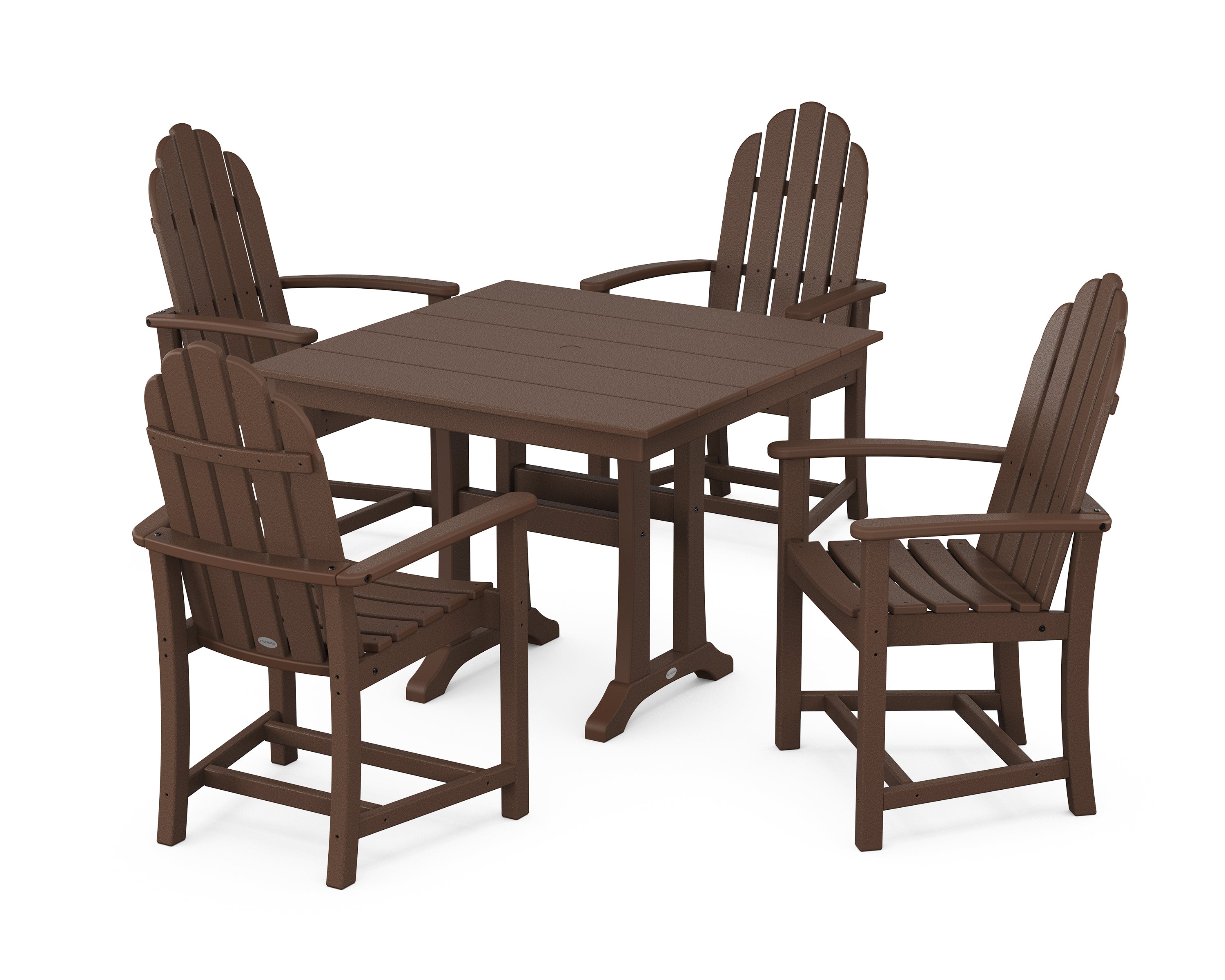 POLYWOOD® Classic Adirondack 5-Piece Farmhouse Dining Set With Trestle Legs in Mahogany