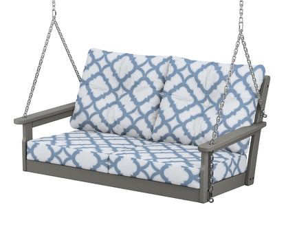 POLYWOOD® Vineyard Deep Seating Swing in Slate Grey / Trellis Sky Blue