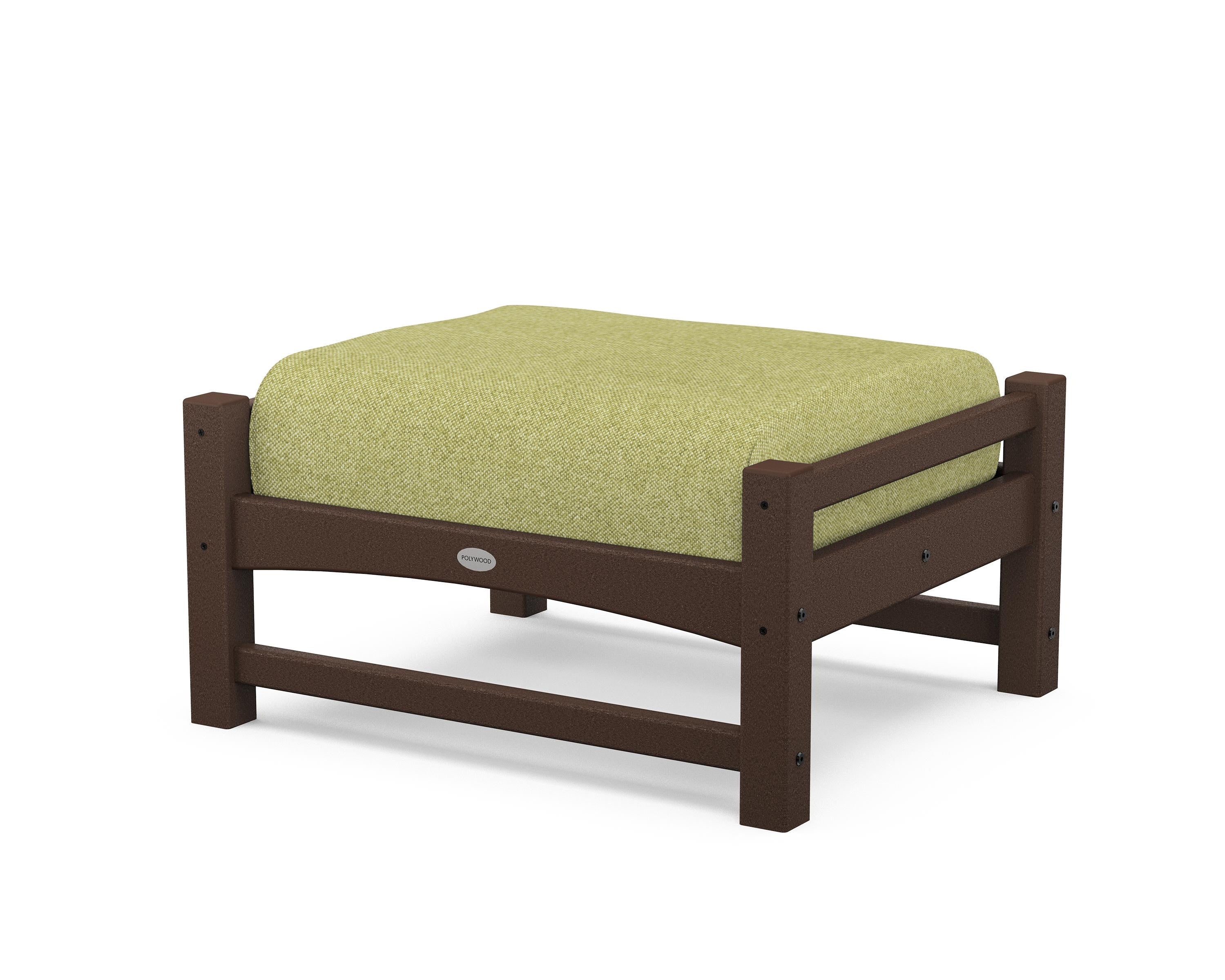 POLYWOOD® Club Ottoman in Mahogany / Chartreuse Boucle
