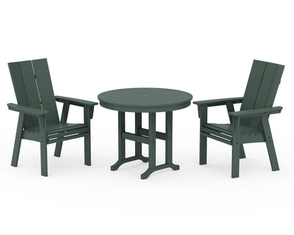 POLYWOOD® Modern Adirondack 3-Piece Round Dining Set in Green