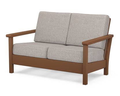 POLYWOOD® Harbour Deep Seating Loveseat in Teak / Weathered Tweed
